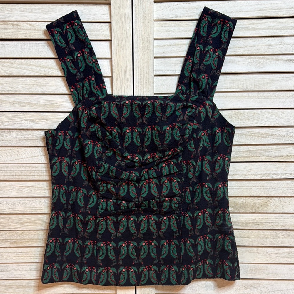 Elegant Black and Green Patterned Women's Top